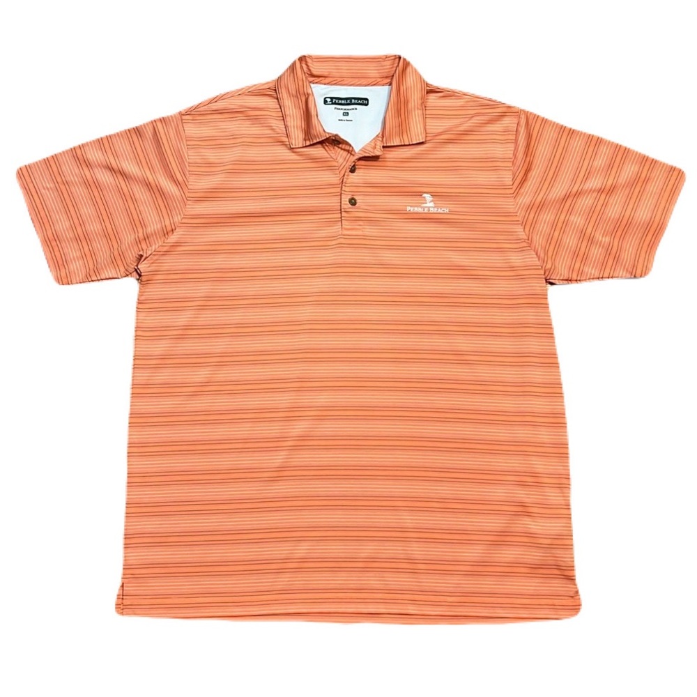 Pebble Beach Performance Men’s Golf Polo in Orange, size XL